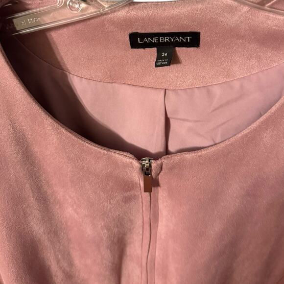 Lane Bryant Ultra Suede Peplum Jacket 24W Pink Zip Front - Picture 8 of 10